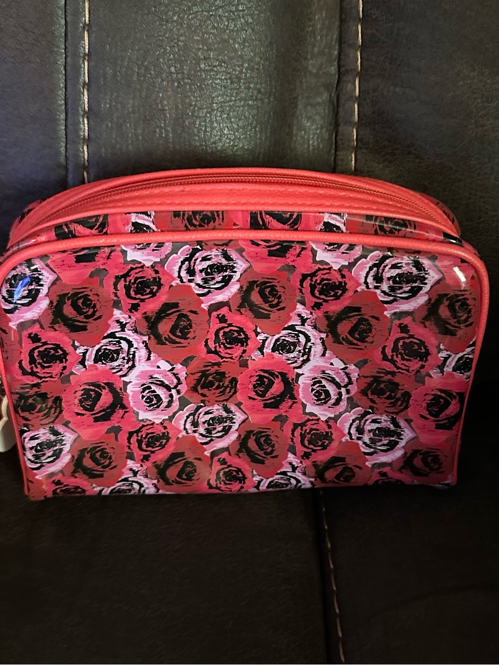 Vera Bradley Rose Print Cosmetic Pouch - Red & Pink